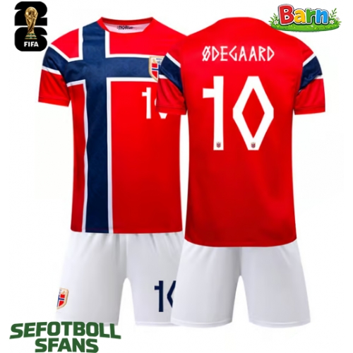 Norge Martin Odegaard #10 Hemmaställ Barn VM 2026 Kortärmad (+ Korta byxor)